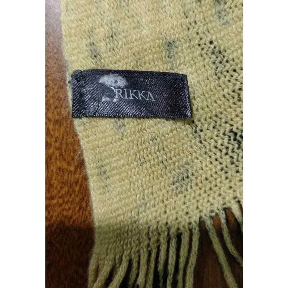 Rikka‎ Heavy Animal Print Knitted Scarf with Fringe, Beige, Brown & Black